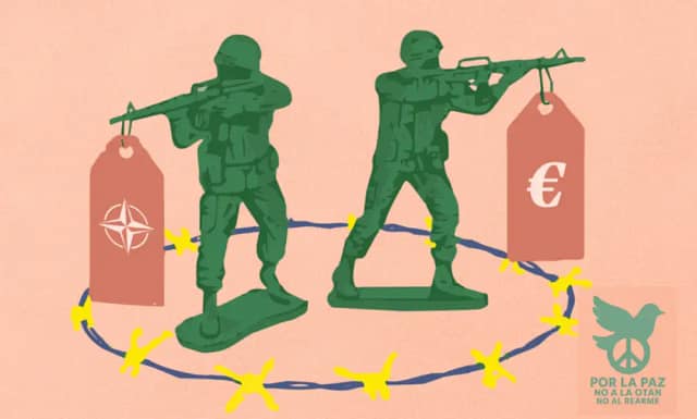 Llamamiento contra el rearme y el 5% de aumento en el presupuesto militar. Conferencia Madrid.