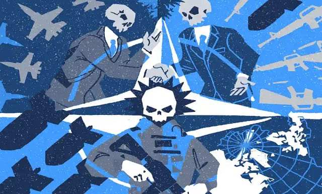 Dibujo sobre la OTAN y su estela de muerte