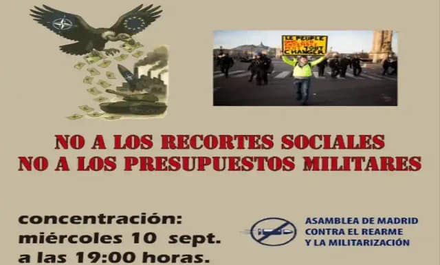 10 S: Concentración ante el Congreso contra el rearme y la militarización.