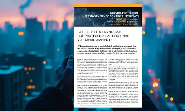 La Unión Europea recortará las normas laborales, sociales y ambientales.