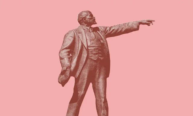 Busto de Lenin apuntando al futuro.