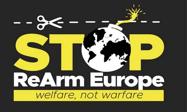 Logo de la campaña stop rearm europe