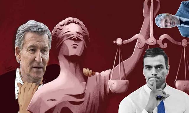 Composición con las caras de Sánchez, Feijoo y Marlaska