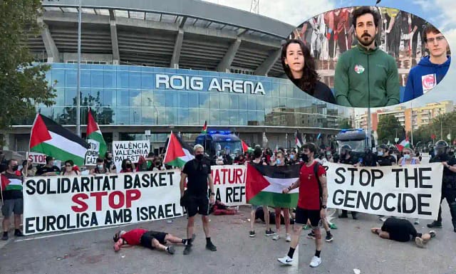Firma contra la multa de la Delegación provincial del Gobierno a tres jóvenes por apoyar a Palestina en un acto deportivo.