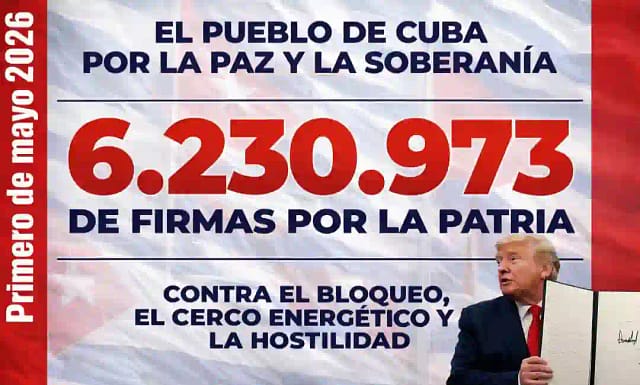 Cartel de resultados del manifiesto patriótico y firma de Trump