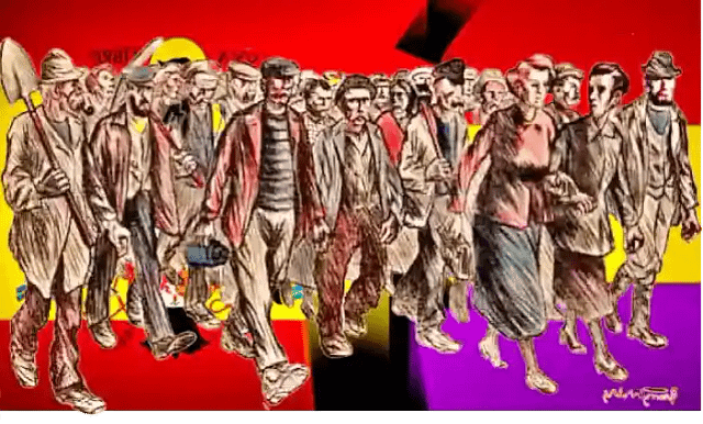 Dibujo marcha obrera por la república