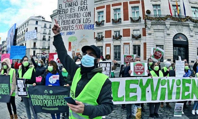 Manifestación por el derecho a la vivienda. Foto de archivo