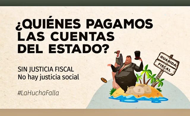 Cartel exigiendo justicia fiscal en España