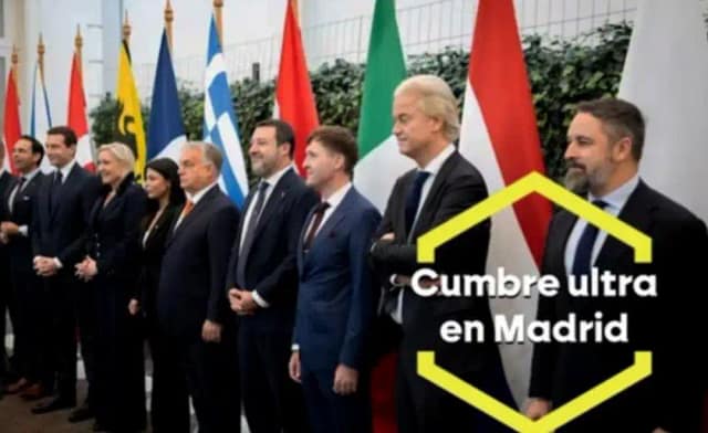 Foto original del artículo con los líderes ultra de varios países