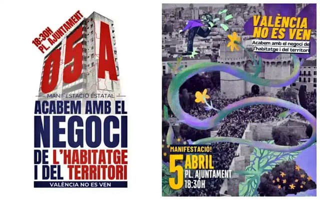 Carteles de la convocatoria del 5 de abril en Valencia