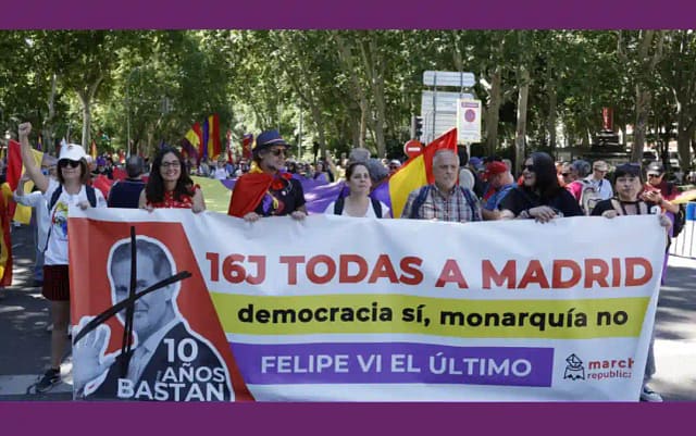 Pancarta de manifestación por la República el 16 J
