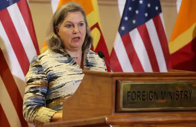 Foto de Victoria Nuland en declaración pública