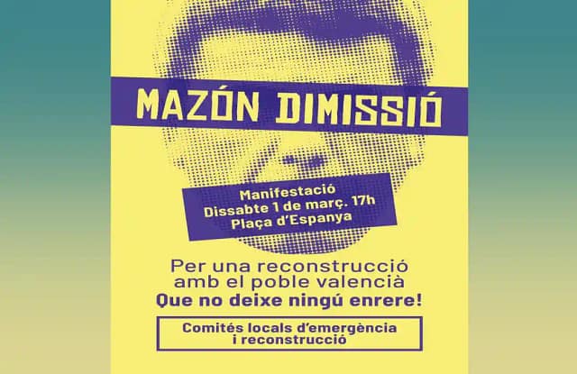 1 marzo: nueva manifestación en Valencia por la dimisión de Carlos Mazón…