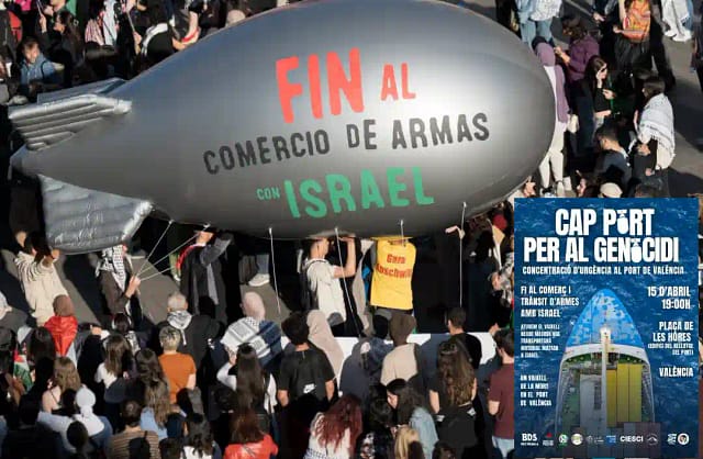 Cargamentos de armas para Israel utilizarán puertos mediterráneos ante la inacción del Gobierno. Movilizaciones.