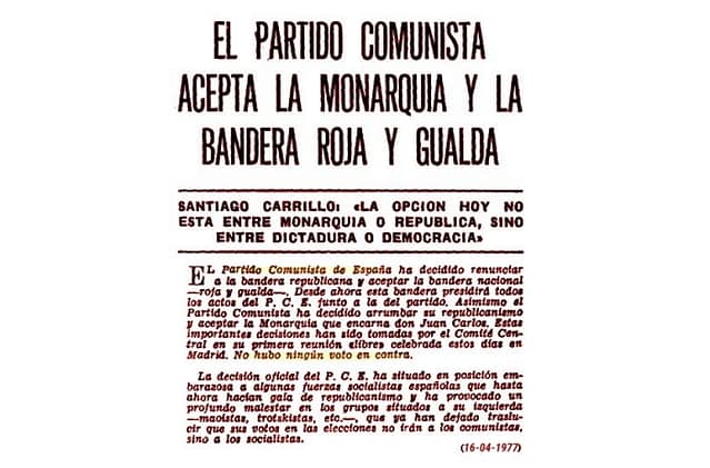 Archivo: el partido comunista acepta la monarquía y la bandera roja y gualda (1977-04-16)