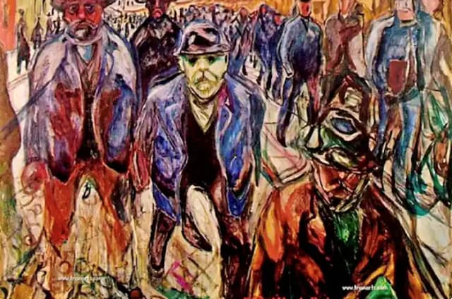 Cuadro de autor obreros volviendo del trabajo