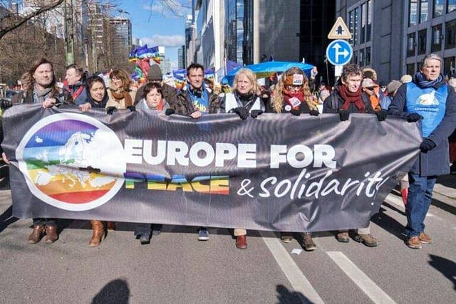 Manifestación por la paz el 26 de febrero de 2023 en Bélgica (Han Soete)