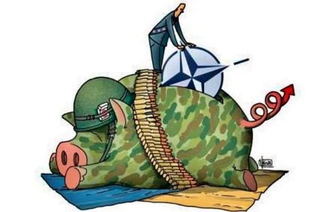 Dibujo mostrando a donde va el dinero de la guerra