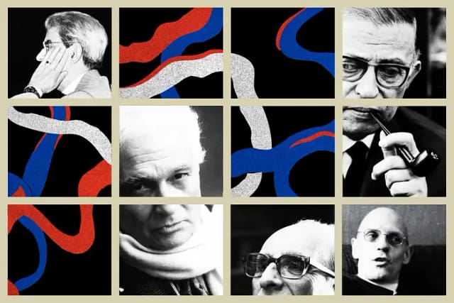 Cuadro mosaico de intelectuales franceses de la izquierda