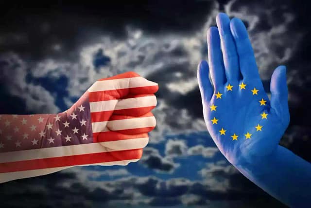 Dibujo de EEUU golpeando a Unión Europea