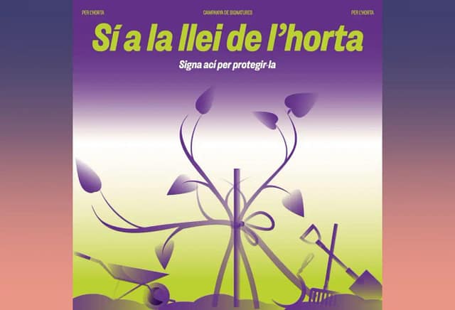 Cartel de la recogida de firmas por la Ley de l'Horta de Valencia