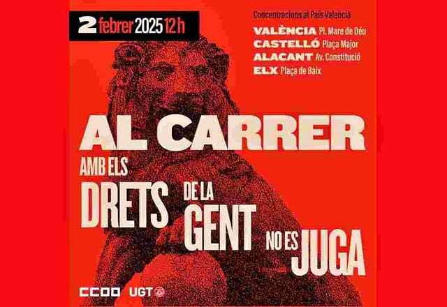 Cartel llamamiento a las concentraciones el 2 de febrero