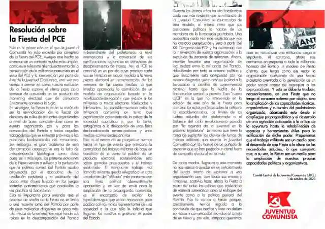 La Juventud Comunista ante la Fiesta del PCE 2023
