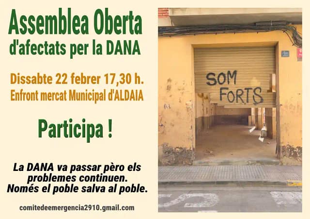 Cartel de la convocatoria del 22 febrero en Aldaia