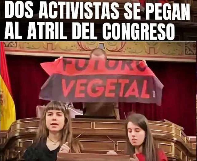 Montaje de acción de protesta de Futuro Vegetal