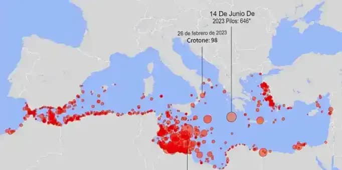 Infografía de Naufragios y muertes de migrantes en el Mediterráneo desde 2014. Oficina Internacional de Migraciones – AFP.